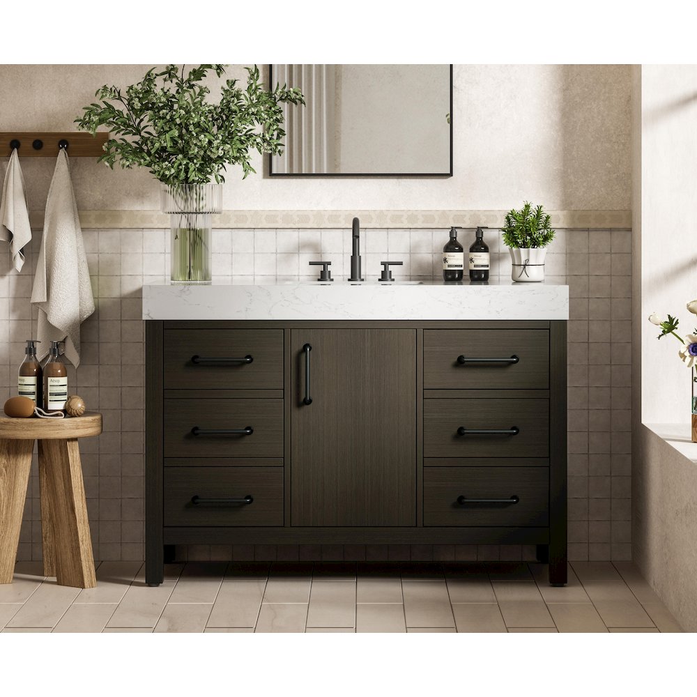 48 inch Single Bathroom Vanity In Mocha Brown. Picture 2