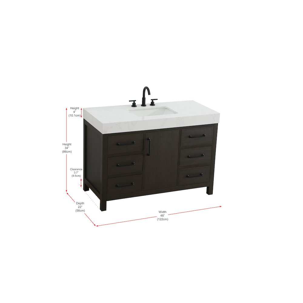48 inch Single Bathroom Vanity In Mocha Brown. Picture 13
