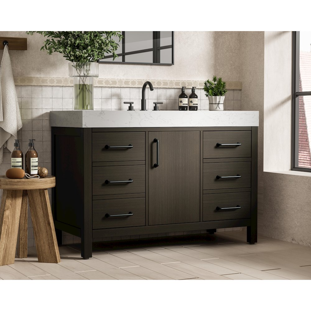 48 inch Single Bathroom Vanity In Mocha Brown. Picture 3