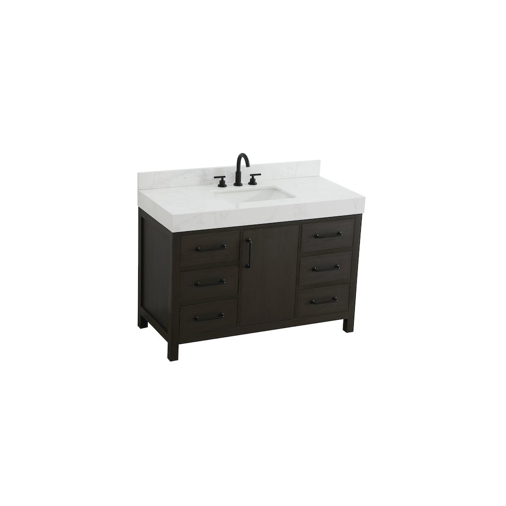 48 inch Single Bathroom Vanity In Mocha Brown with backsplash. Picture 6