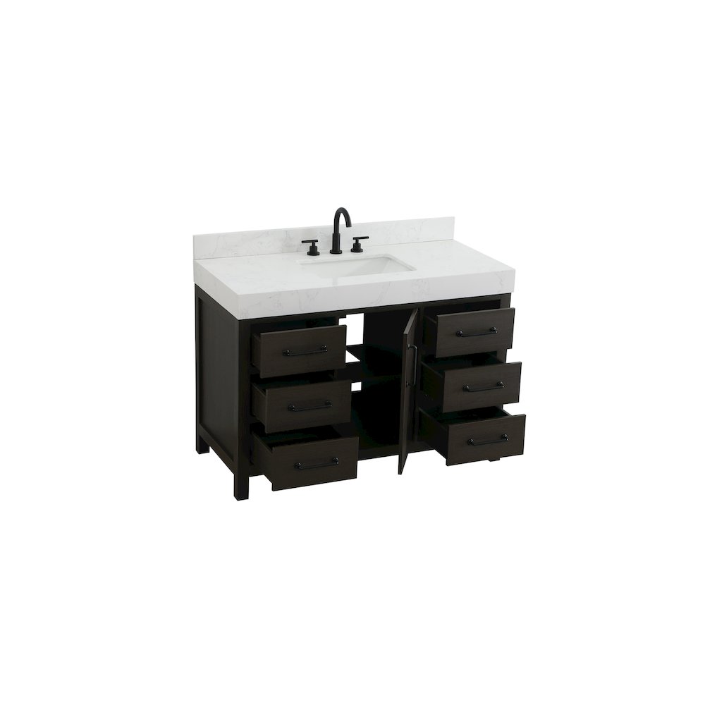 48 inch Single Bathroom Vanity In Mocha Brown with backsplash. Picture 7