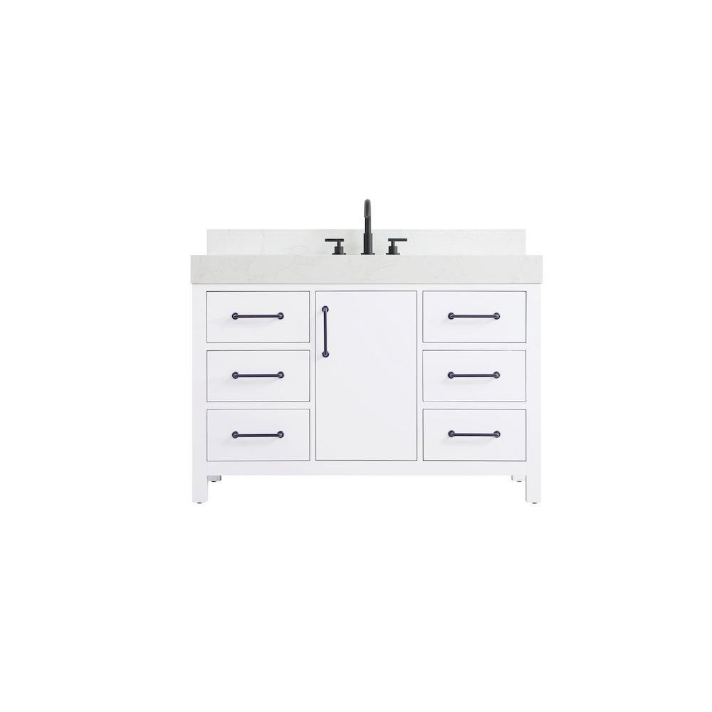 48 inch Single Bathroom Vanity In White with backsplash. Picture 1