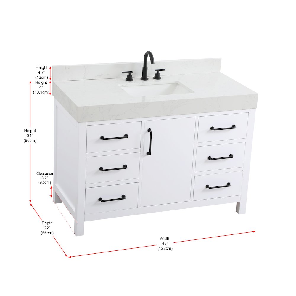 48 inch Single Bathroom Vanity In White with backsplash. Picture 13