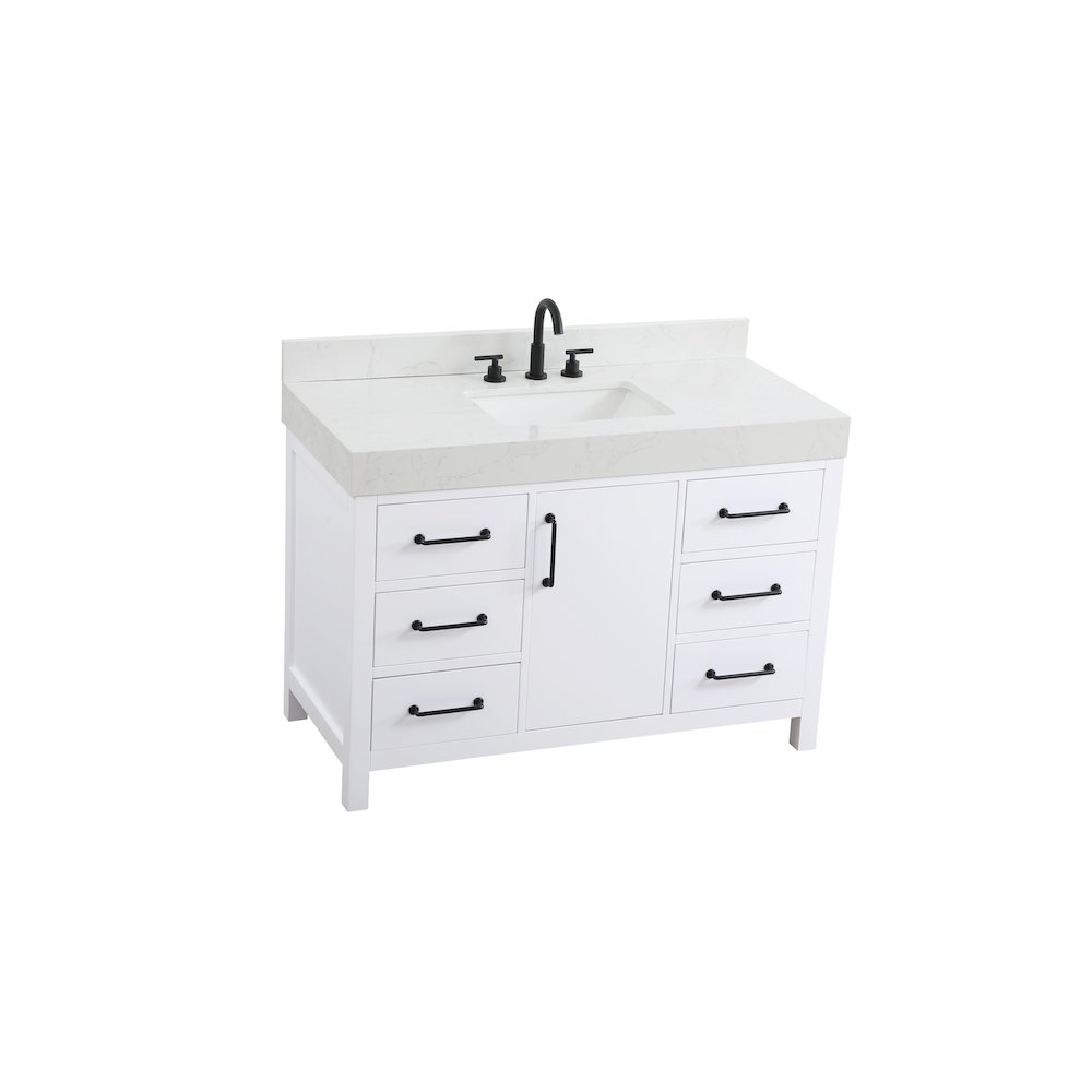 48 inch Single Bathroom Vanity In White with backsplash. Picture 6