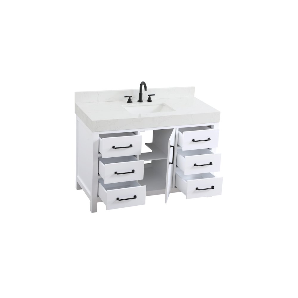 48 inch Single Bathroom Vanity In White with backsplash. Picture 7