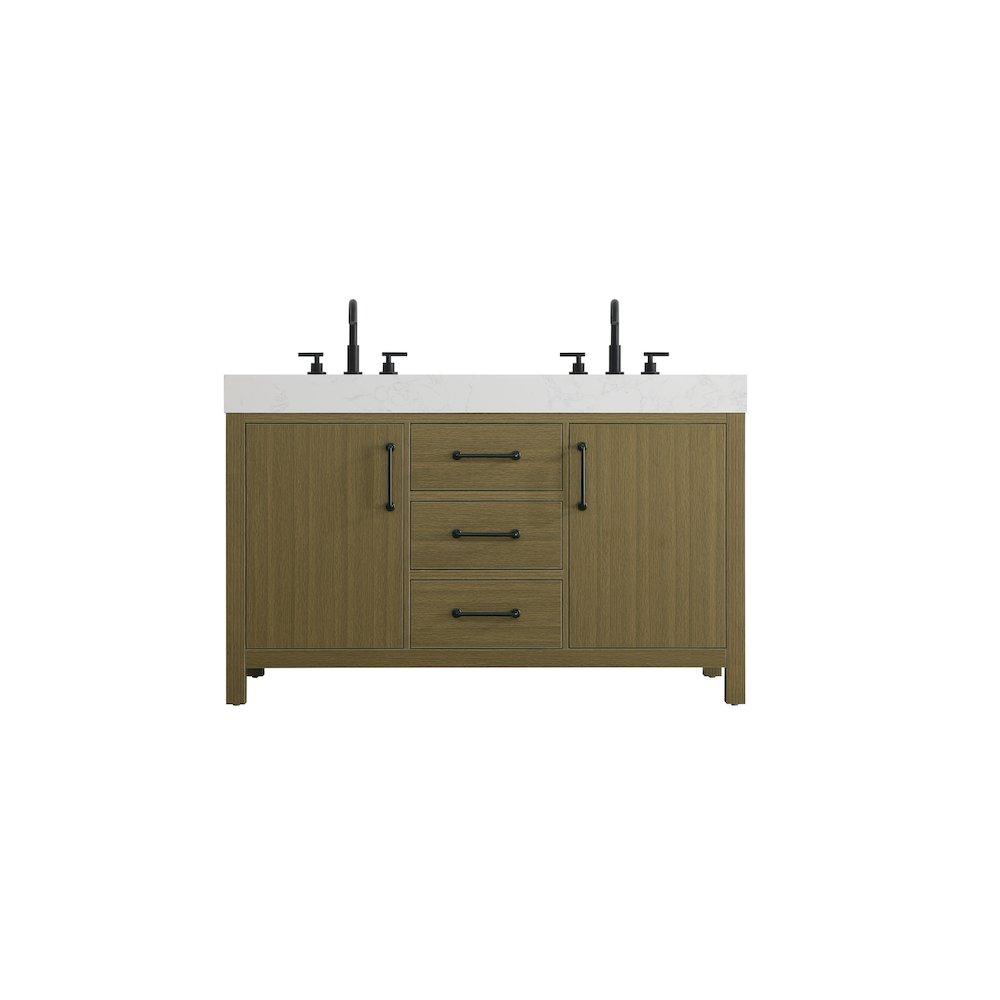 54 inch Double Bathroom Vanity In Chestnut Brown. Picture 1