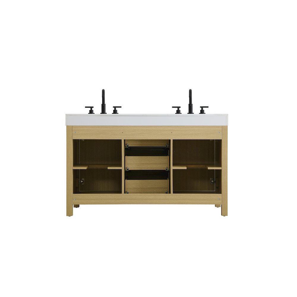 54 inch Double Bathroom Vanity In Honey Brown. Picture 12
