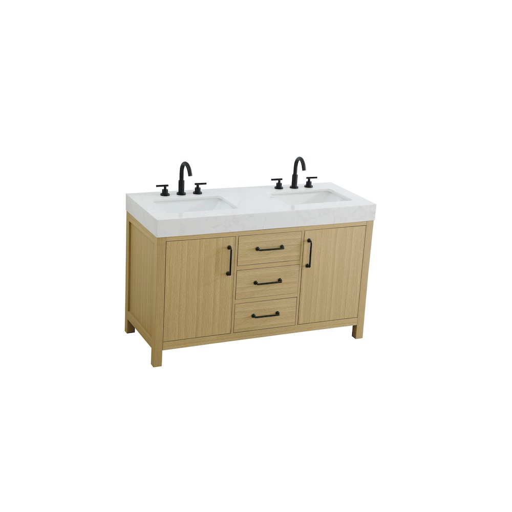 54 inch Double Bathroom Vanity In Honey Brown. Picture 6