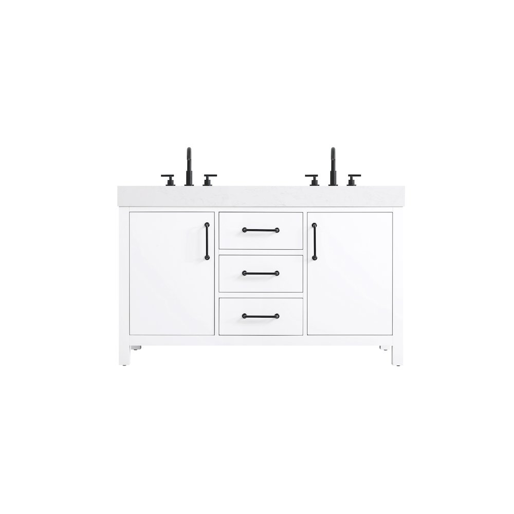 54 inch Double Bathroom Vanity In White. Picture 1