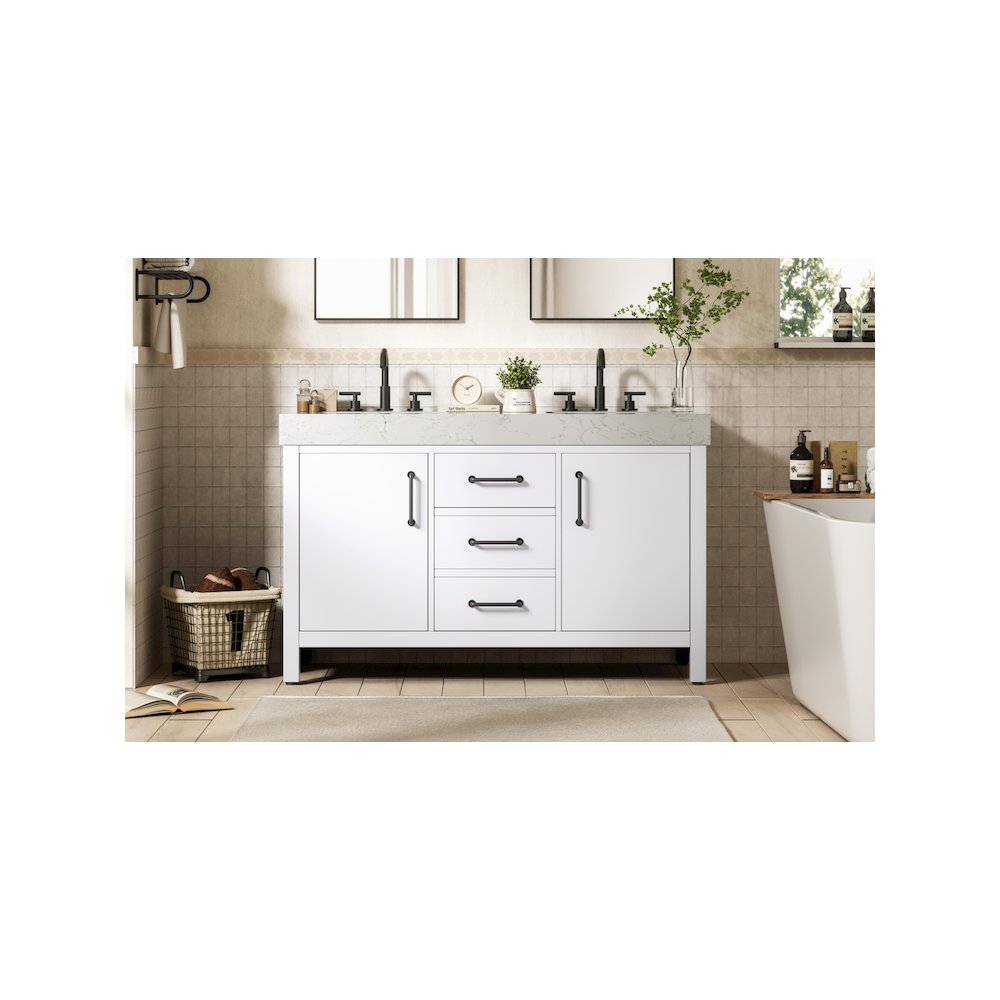 54 inch Double Bathroom Vanity In White. Picture 2