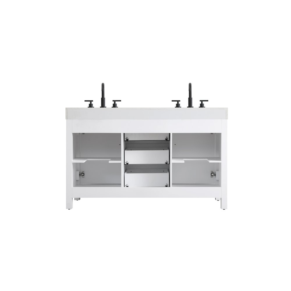 54 inch Double Bathroom Vanity In White. Picture 12