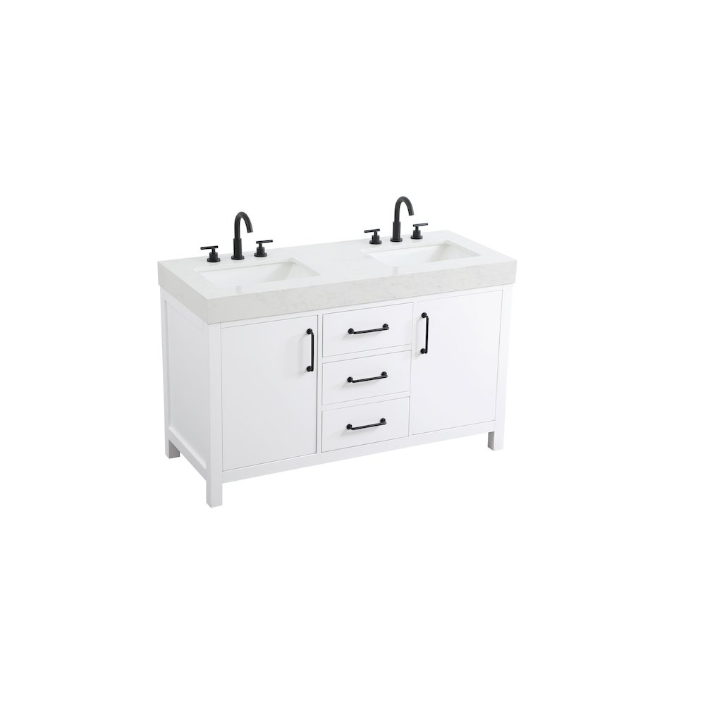 54 inch Double Bathroom Vanity In White. Picture 6