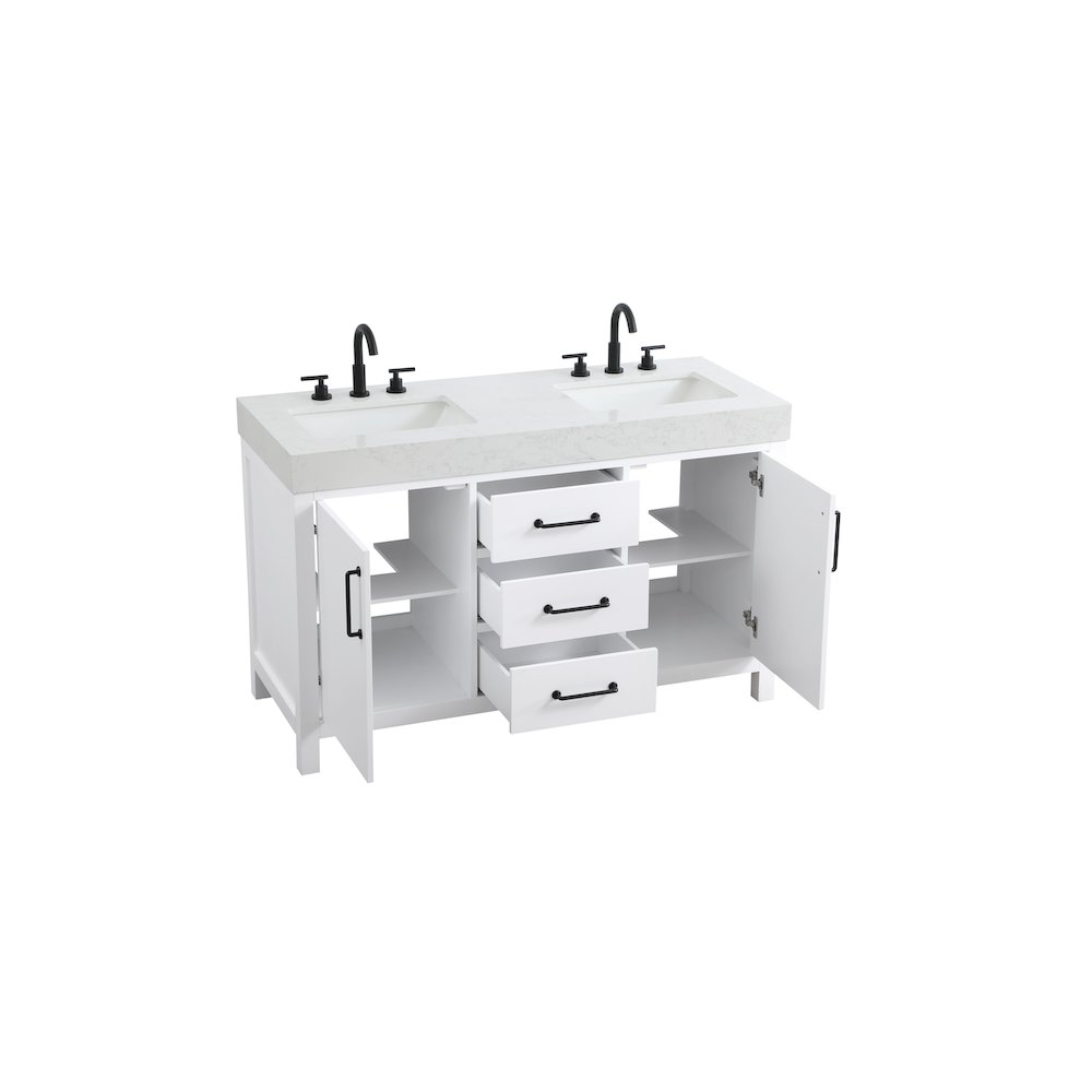 54 inch Double Bathroom Vanity In White. Picture 7