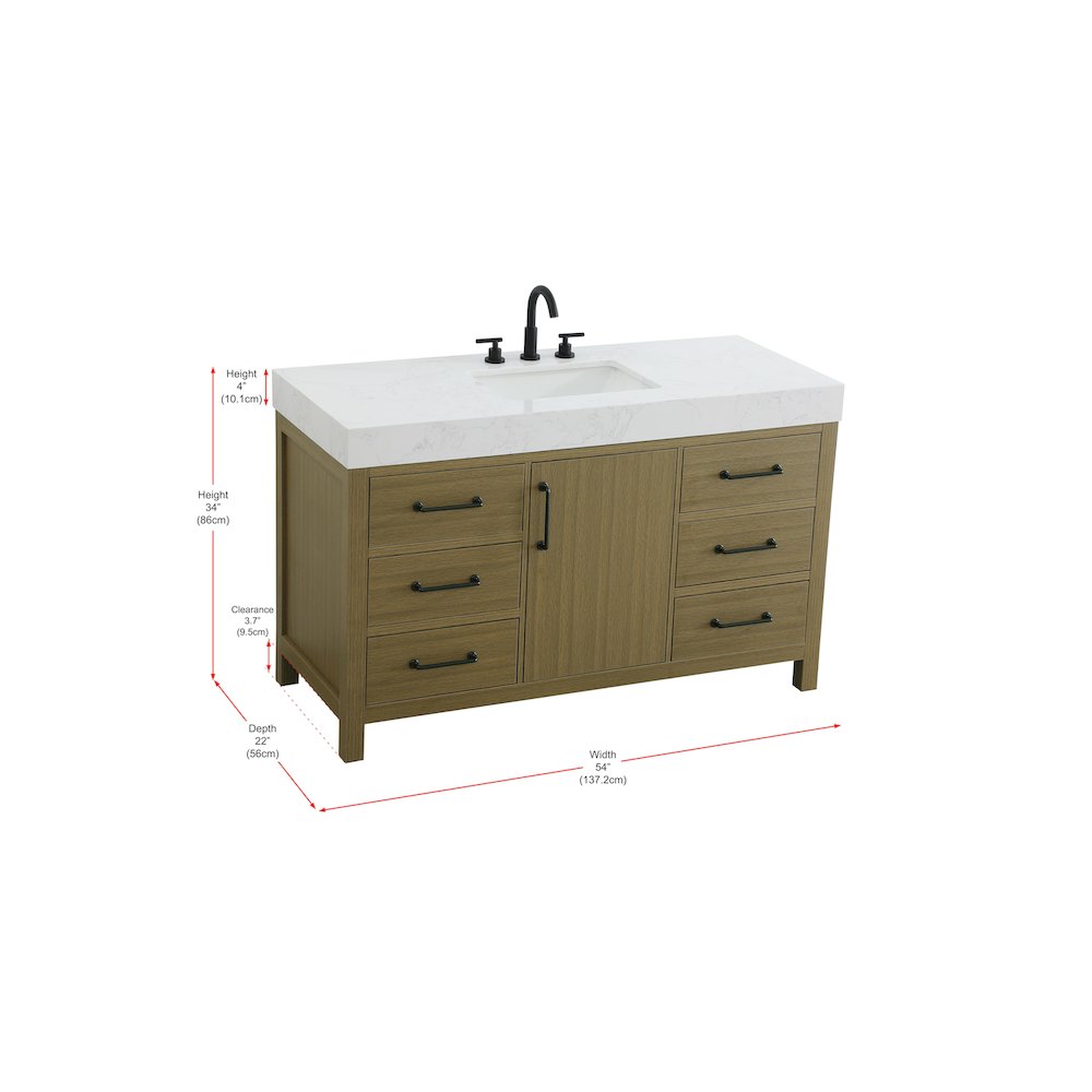 54 inch Single Bathroom Vanity In Chestnut Brown. Picture 13