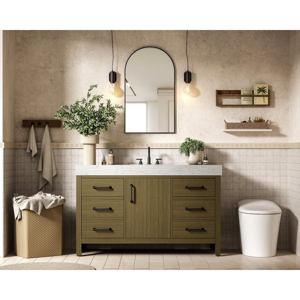 54 inch Single Bathroom Vanity In Chestnut Brown. Picture 4