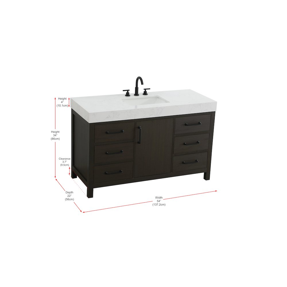 54 inch Single Bathroom Vanity In Mocha Brown. Picture 13