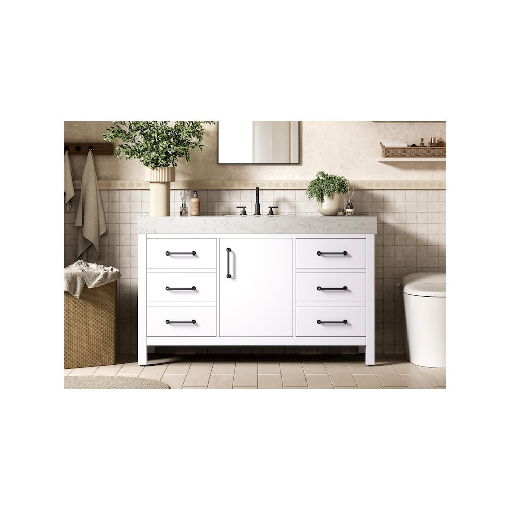 54 inch Single Bathroom Vanity In White. Picture 2