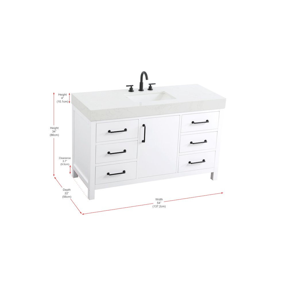 54 inch Single Bathroom Vanity In White. Picture 13