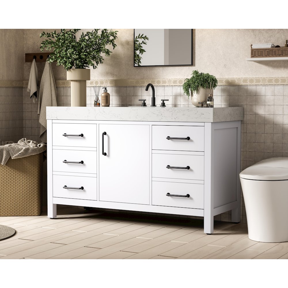54 inch Single Bathroom Vanity In White. Picture 3