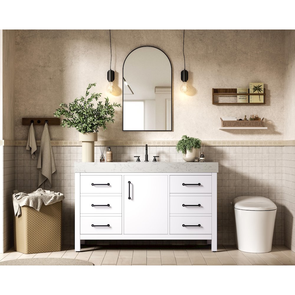 54 inch Single Bathroom Vanity In White. Picture 4