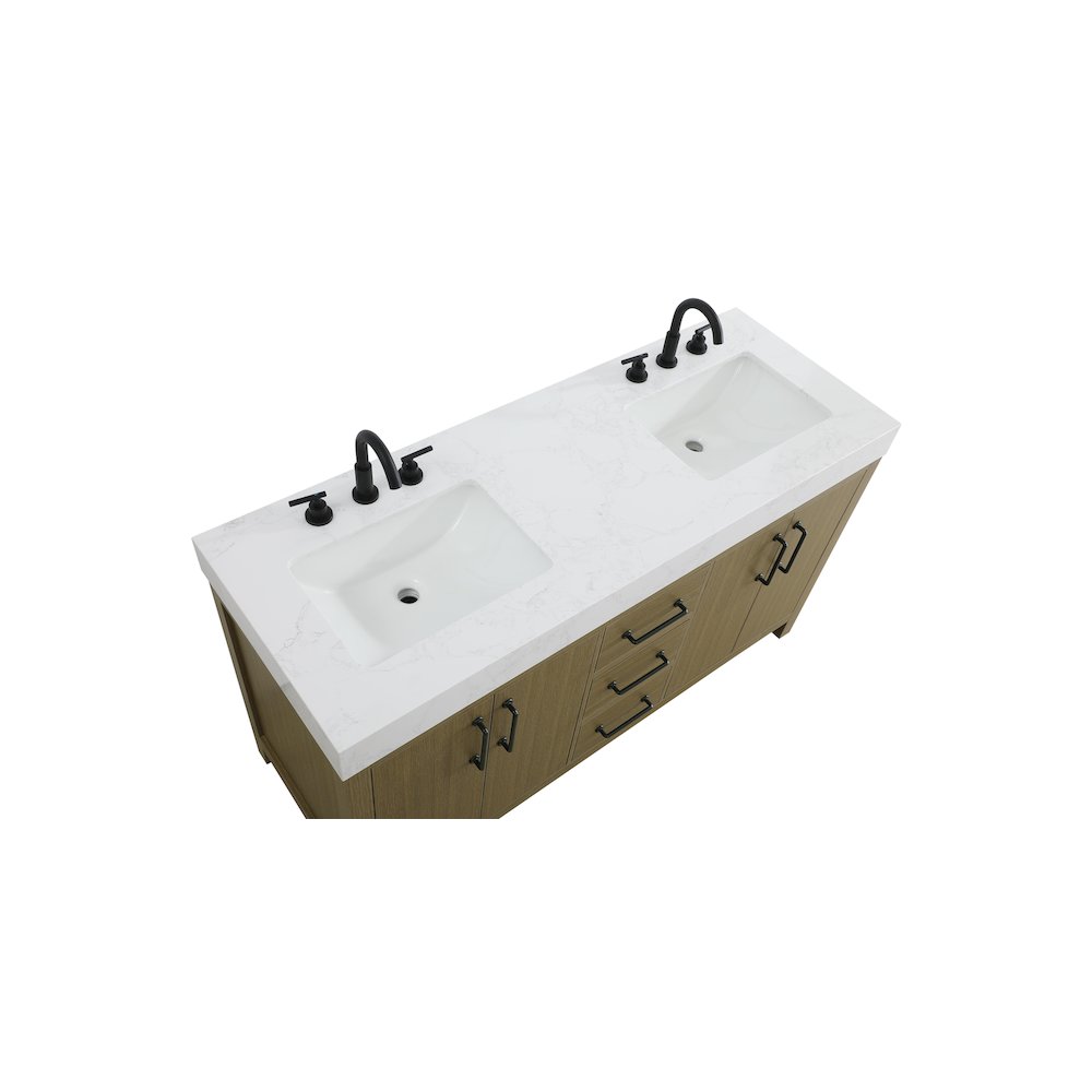 60 inch Double Bathroom Vanity In Chestnut Brown. Picture 8