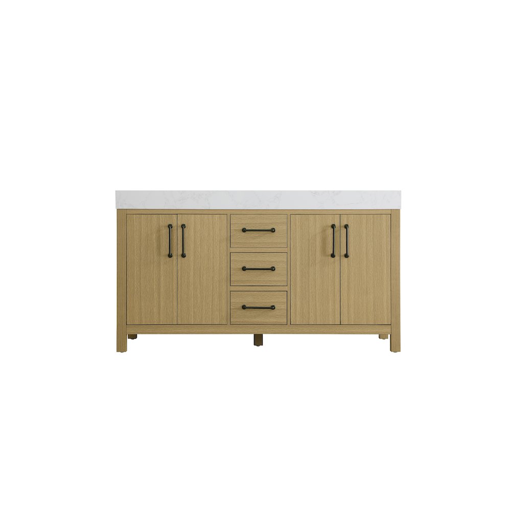 60 inch Double Bathroom Vanity In Honey Brown. Picture 5