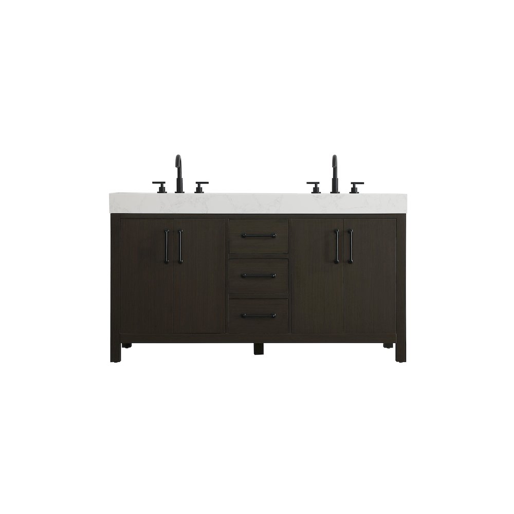 60 inch Double Bathroom Vanity In Mocha Brown. Picture 1