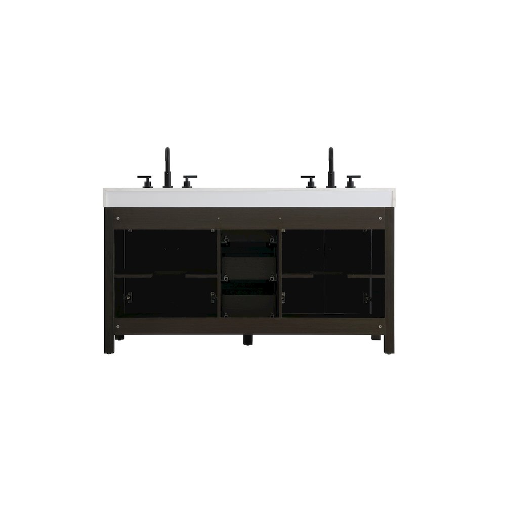 60 inch Double Bathroom Vanity In Mocha Brown. Picture 12