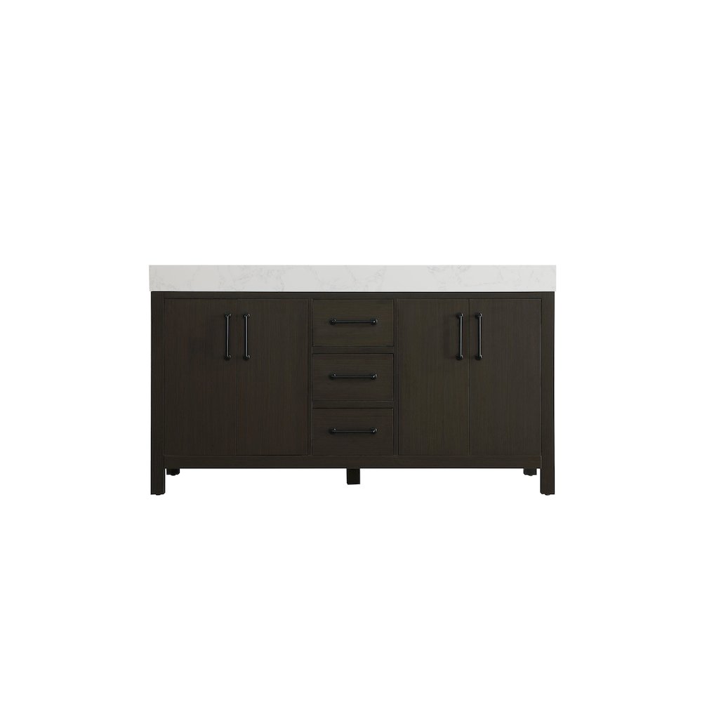 60 inch Double Bathroom Vanity In Mocha Brown. Picture 5