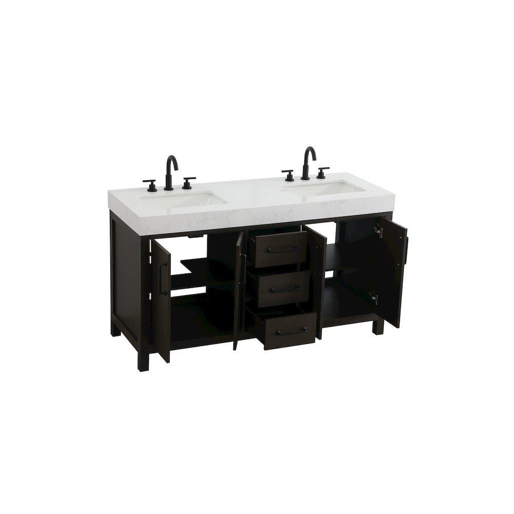 60 inch Double Bathroom Vanity In Mocha Brown. Picture 7