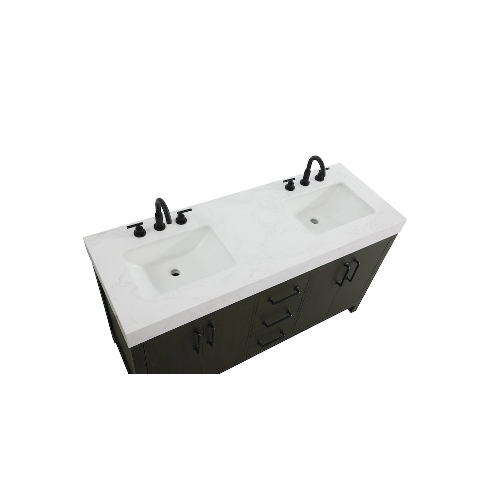 60 inch Double Bathroom Vanity In Mocha Brown. Picture 8