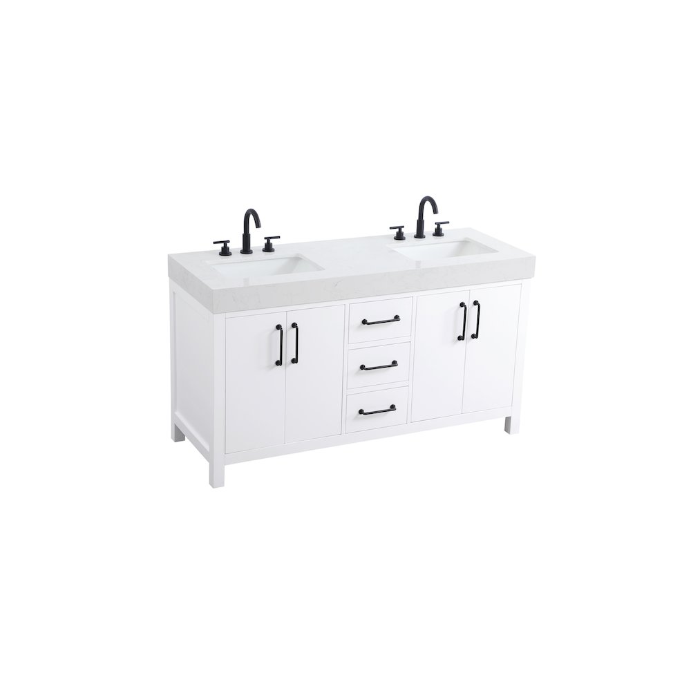 60 inch Double Bathroom Vanity In White. Picture 6