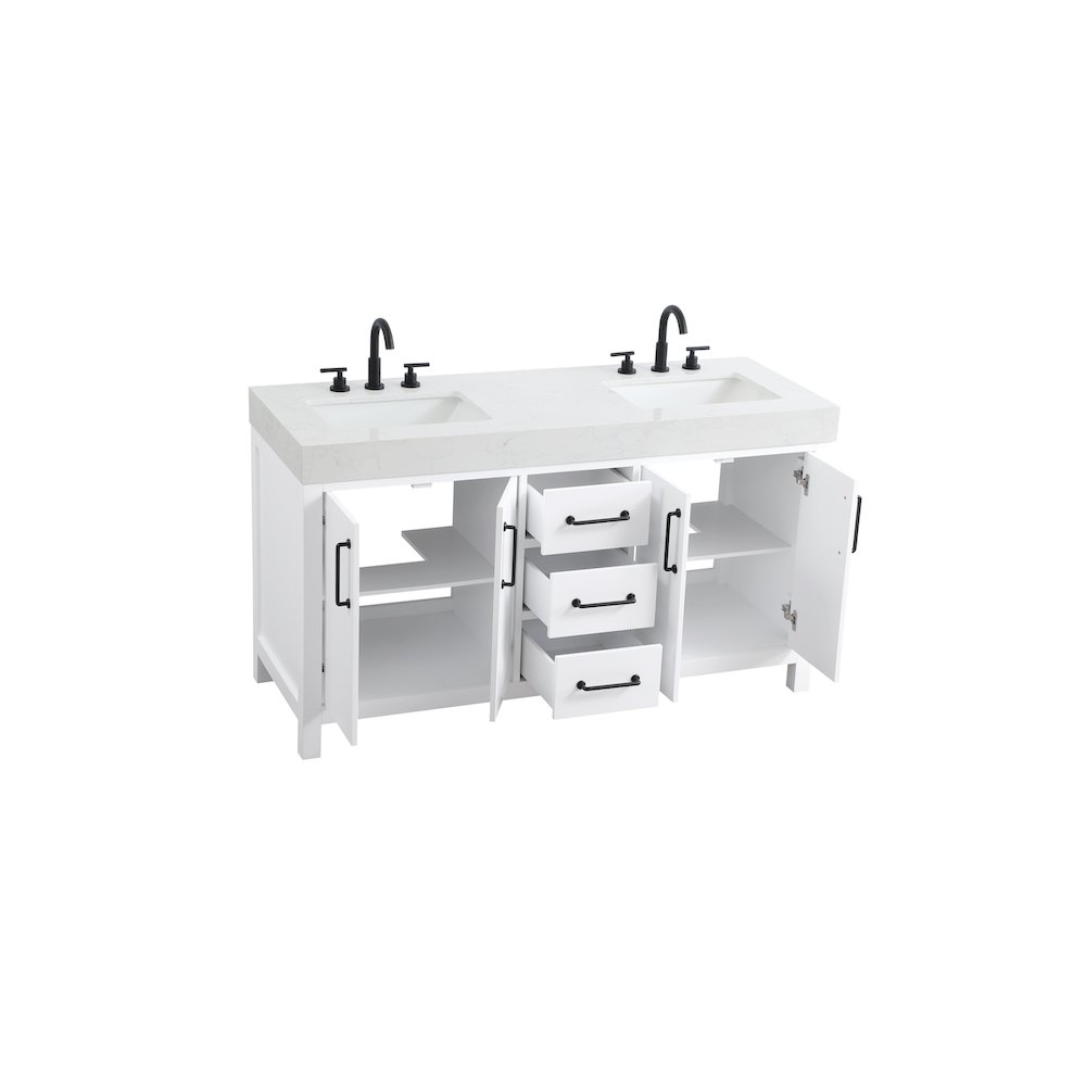 60 inch Double Bathroom Vanity In White. Picture 7