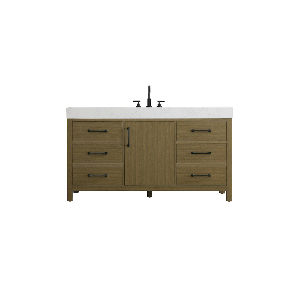 60 inch Single Bathroom Vanity In Chestnut Brown. Picture 1