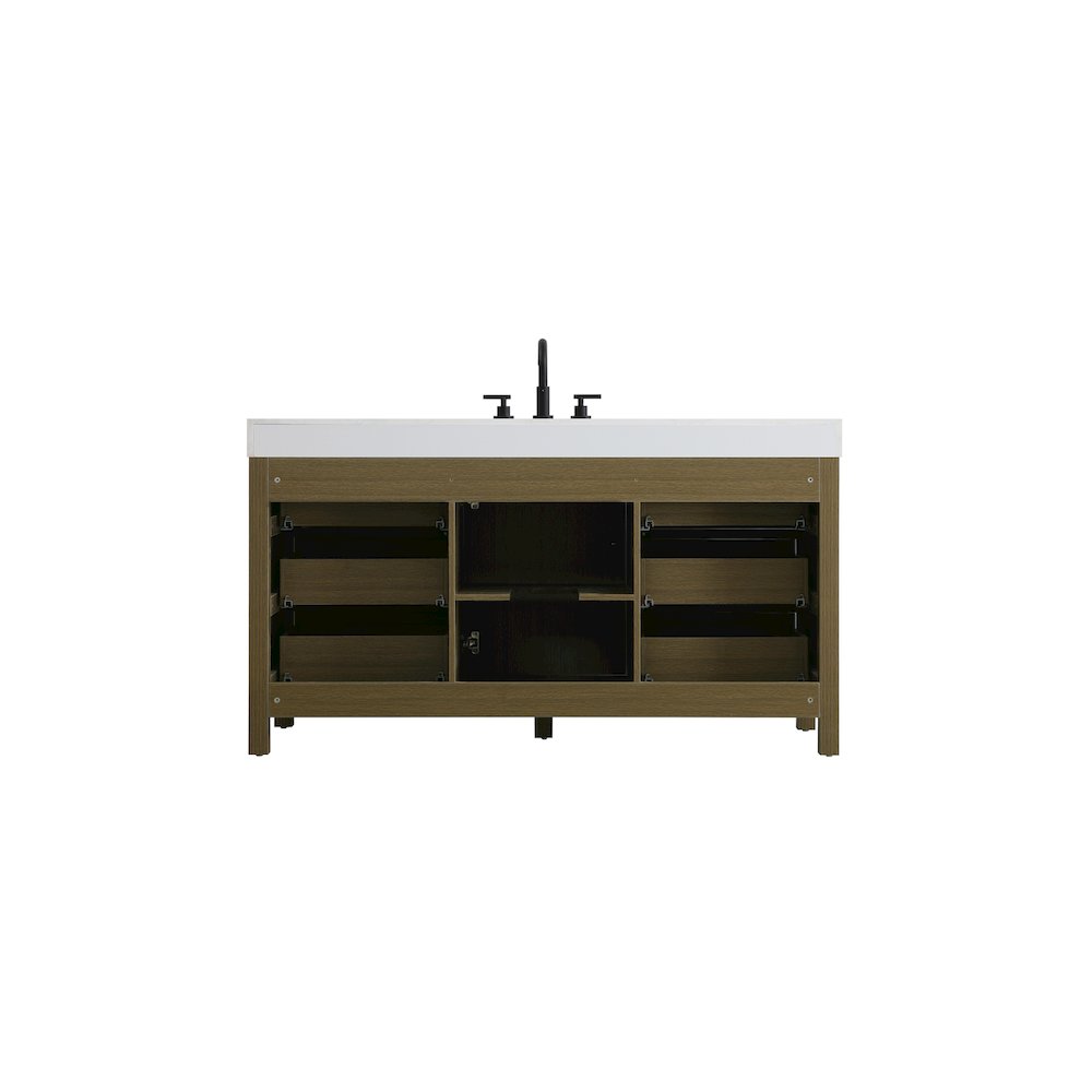 60 inch Single Bathroom Vanity In Chestnut Brown. Picture 12
