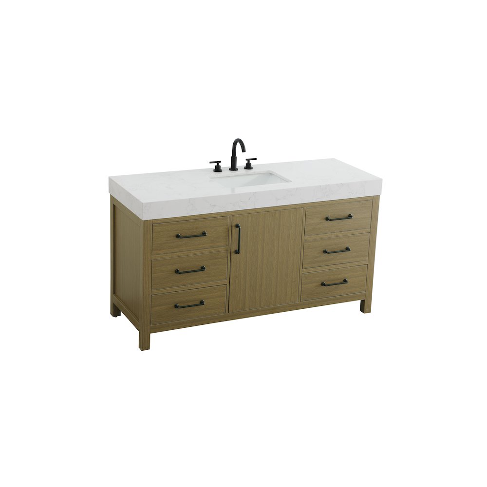 60 inch Single Bathroom Vanity In Chestnut Brown. Picture 6