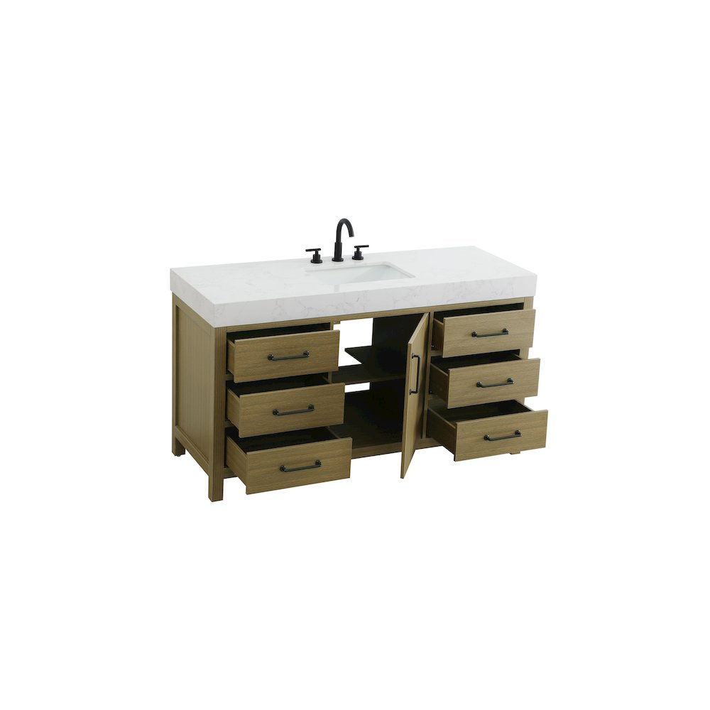 60 inch Single Bathroom Vanity In Chestnut Brown. Picture 7