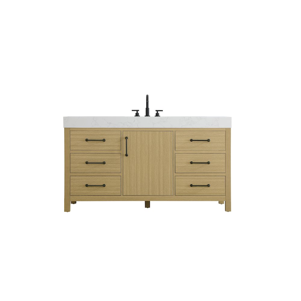 60 inch Single Bathroom Vanity In Honey Brown. Picture 1