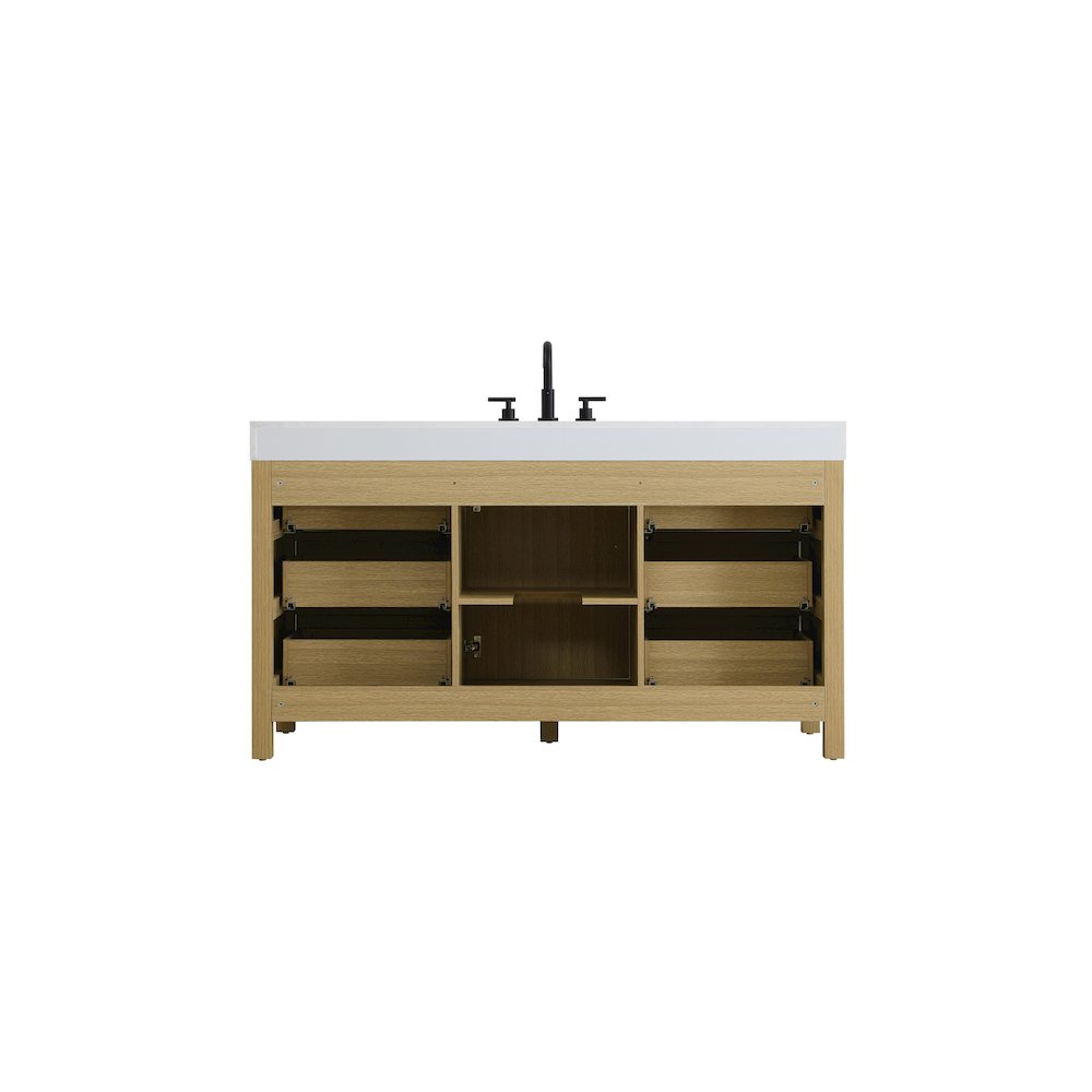 60 inch Single Bathroom Vanity In Honey Brown. Picture 12