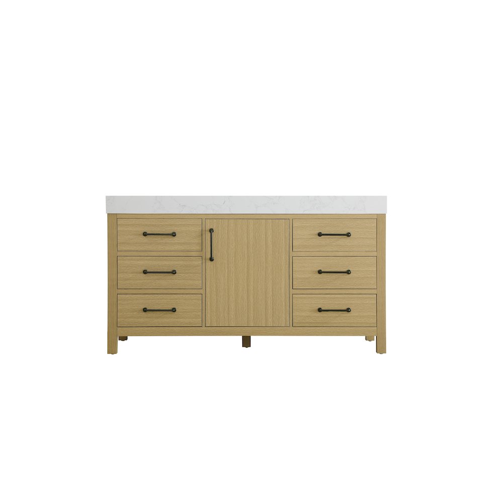 60 inch Single Bathroom Vanity In Honey Brown. Picture 5