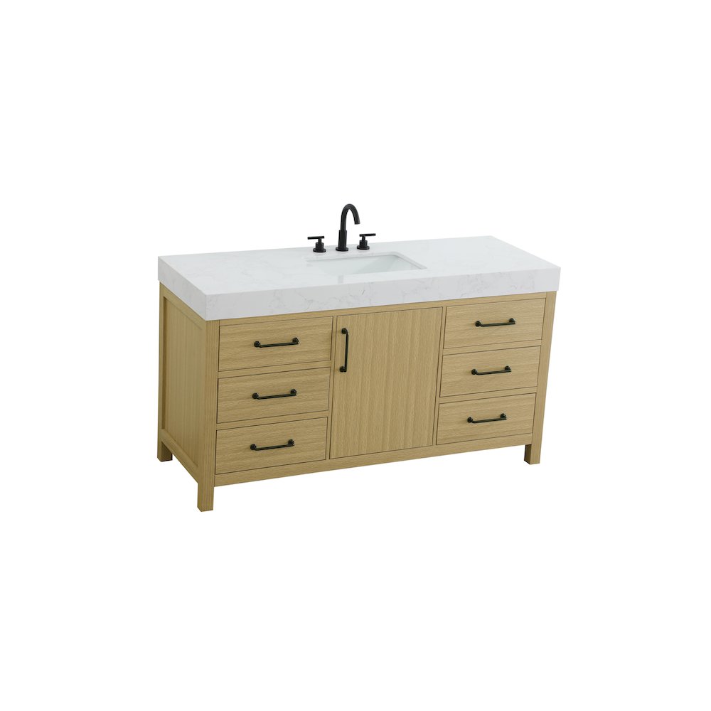 60 inch Single Bathroom Vanity In Honey Brown. Picture 6