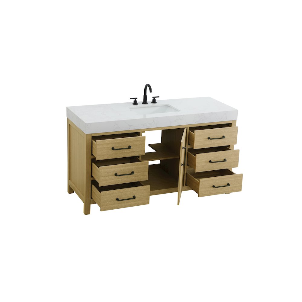 60 inch Single Bathroom Vanity In Honey Brown. Picture 7