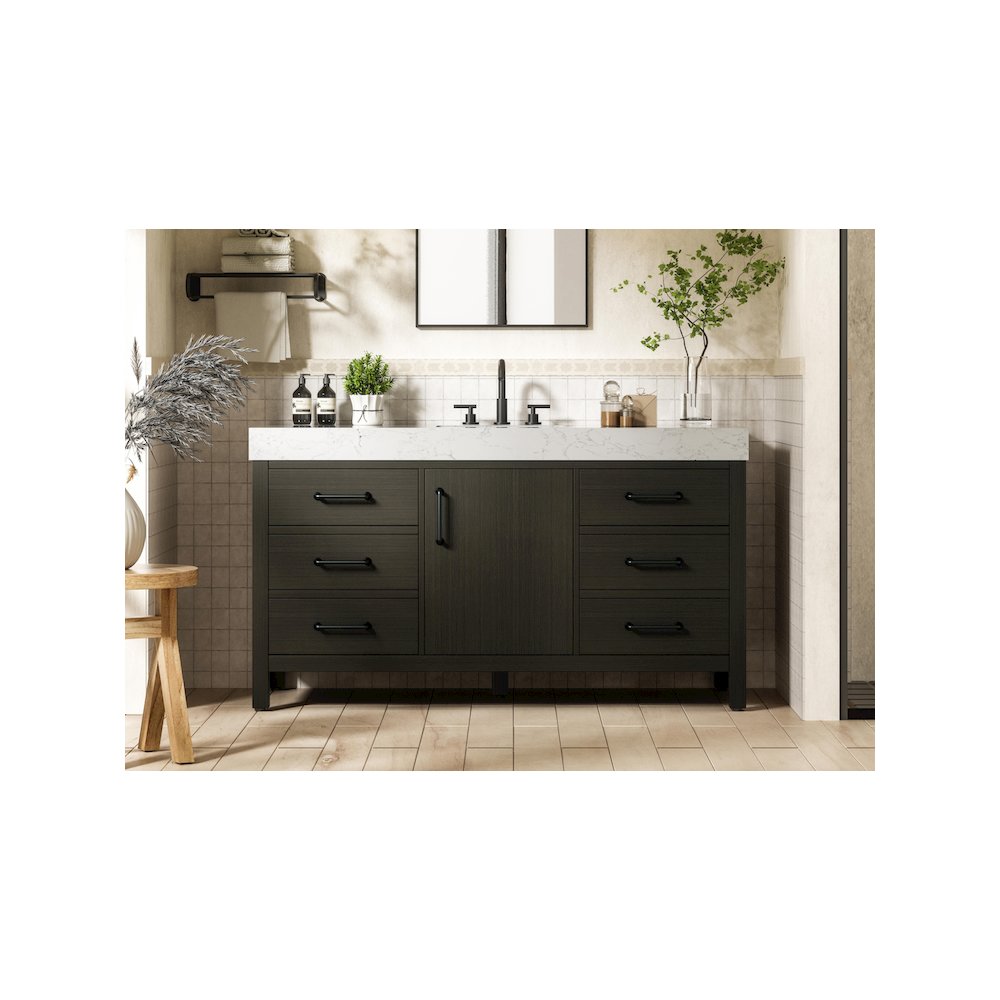 60 inch Single Bathroom Vanity In Mocha Brown. Picture 2