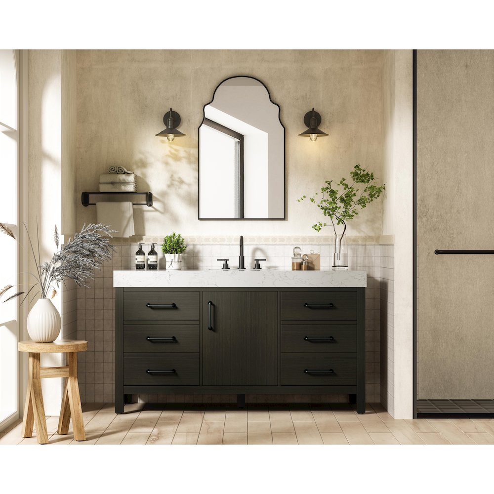 60 inch Single Bathroom Vanity In Mocha Brown. Picture 4