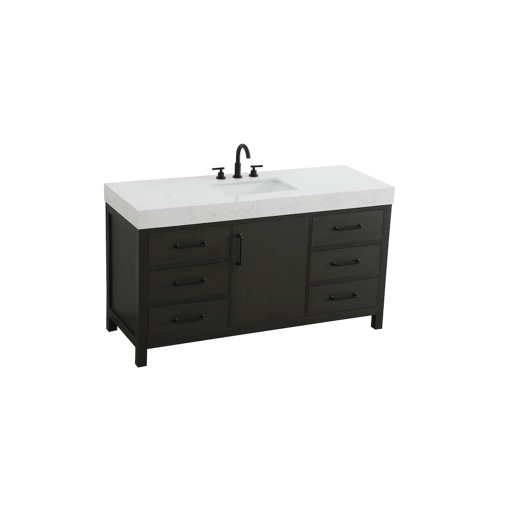 60 inch Single Bathroom Vanity In Mocha Brown. Picture 6
