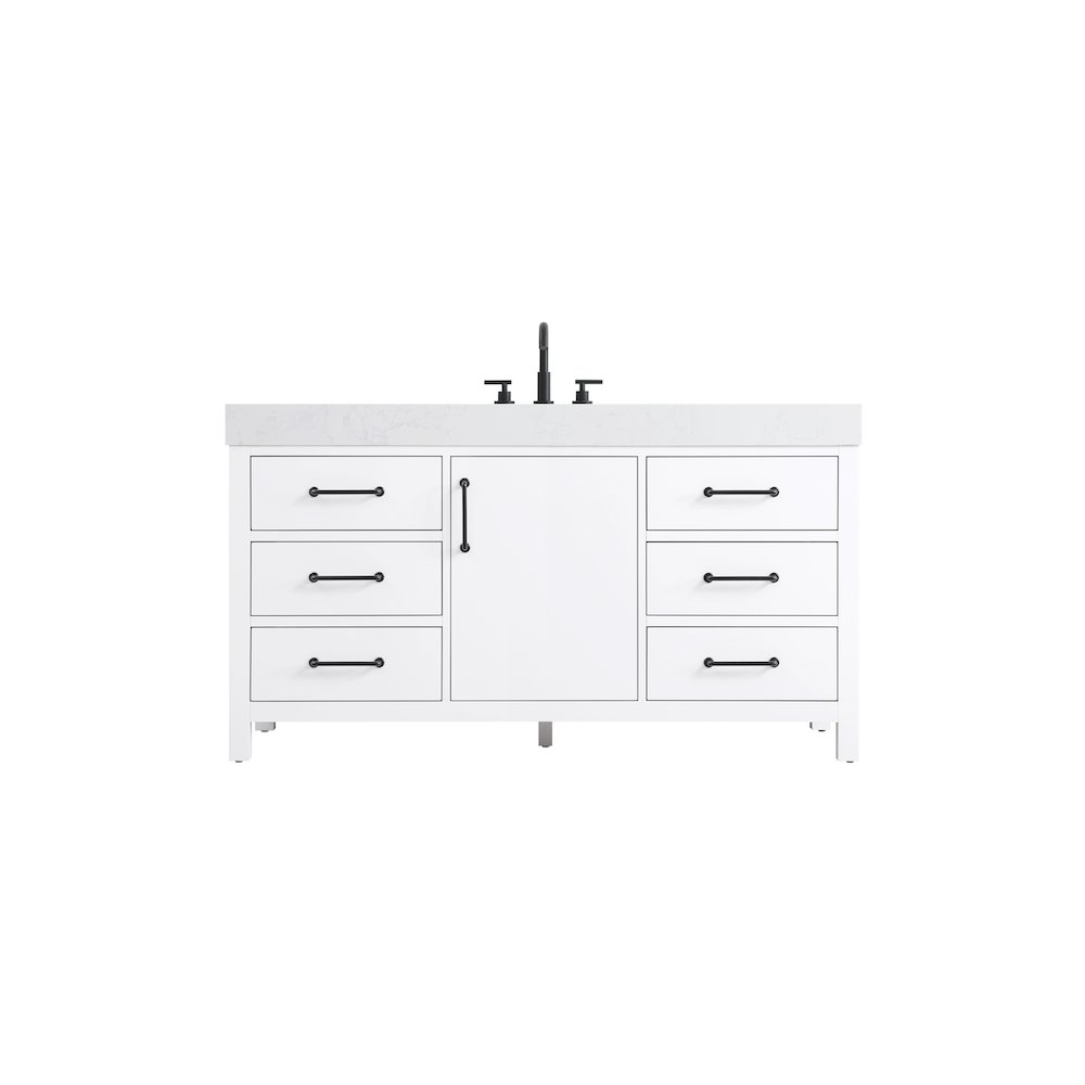 60 inch Single Bathroom Vanity In White. Picture 1