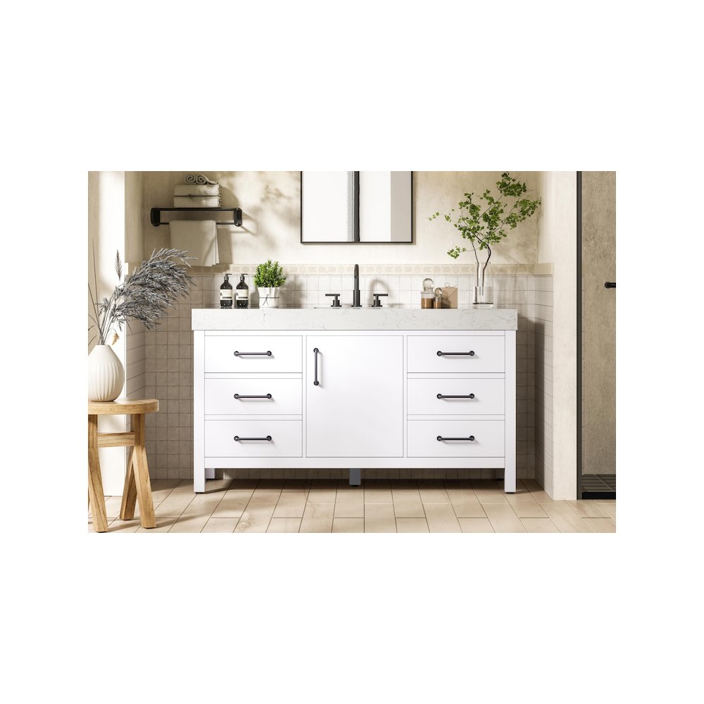 60 inch Single Bathroom Vanity In White. Picture 2