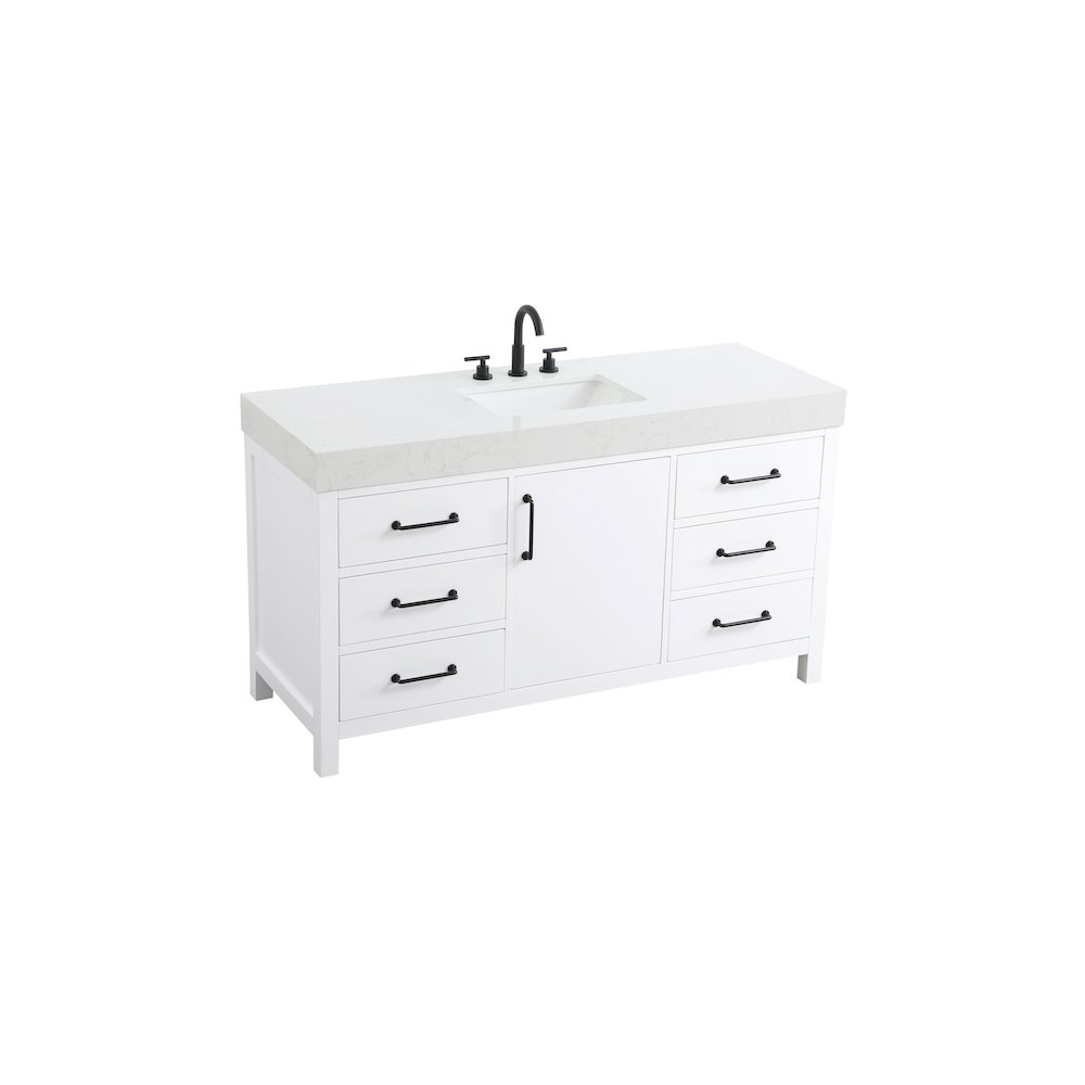 60 inch Single Bathroom Vanity In White. Picture 6