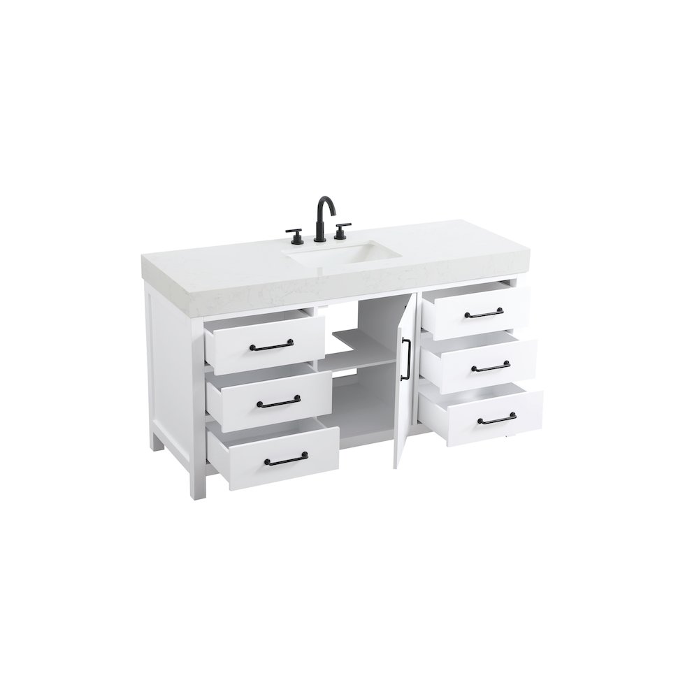 60 inch Single Bathroom Vanity In White. Picture 7