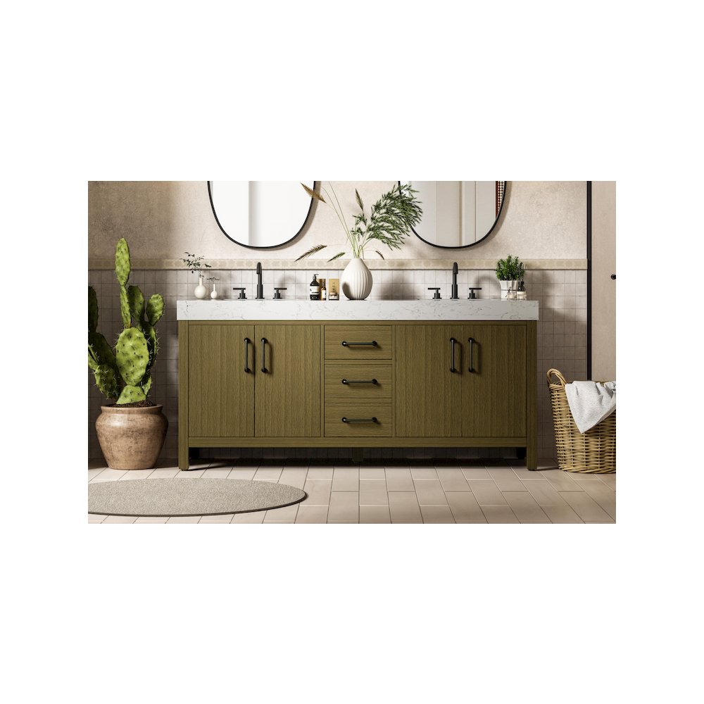 72 inch Double Bathroom Vanity In Chestnut Brown. Picture 2